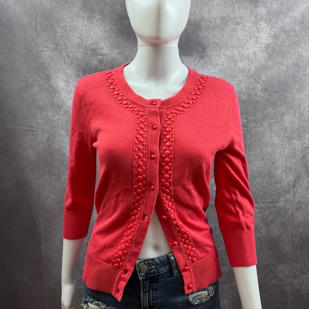 Coral red cardigan_Banana Republic